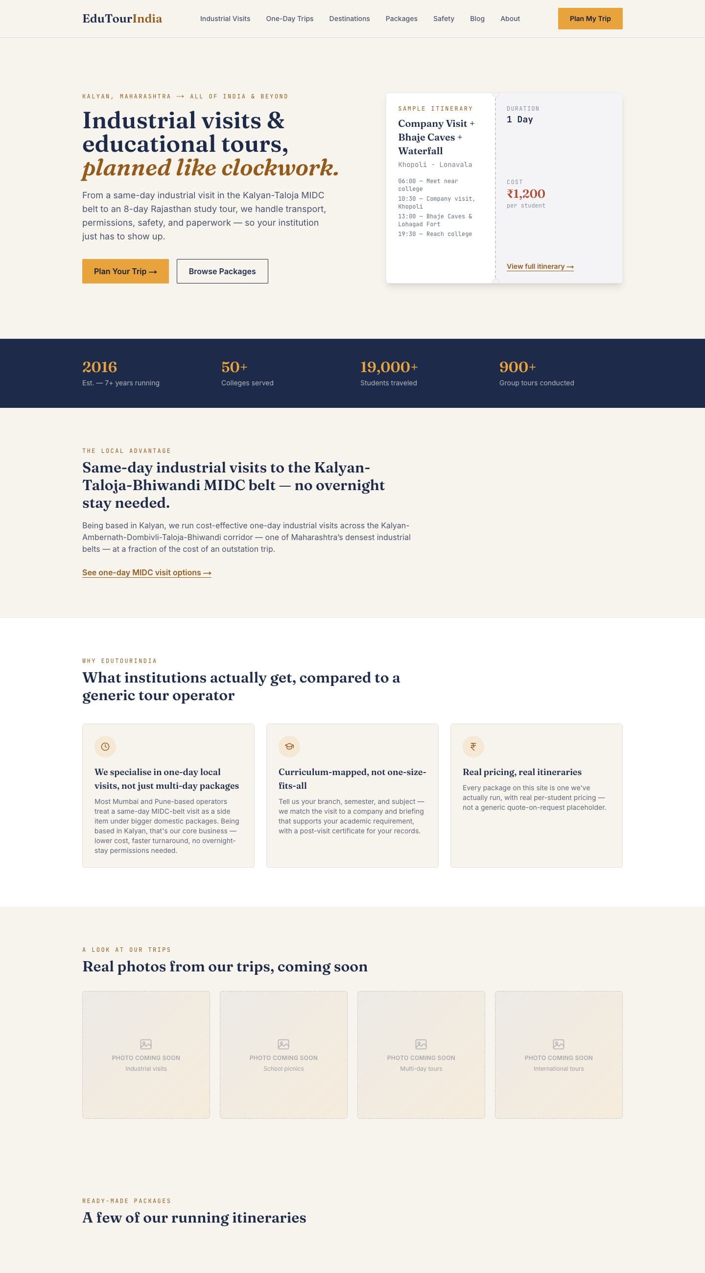 EduTourIndia live website design