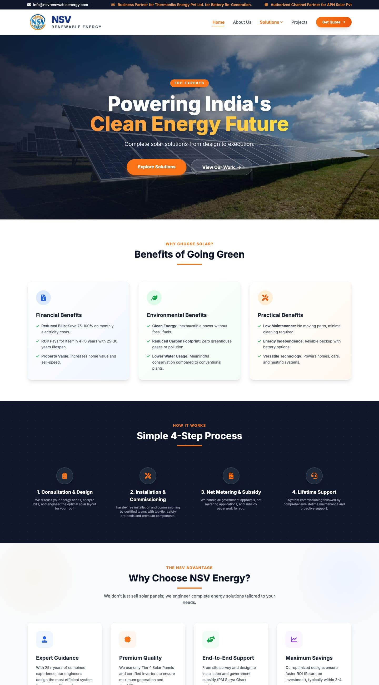 NSV Renewable Energy live website design