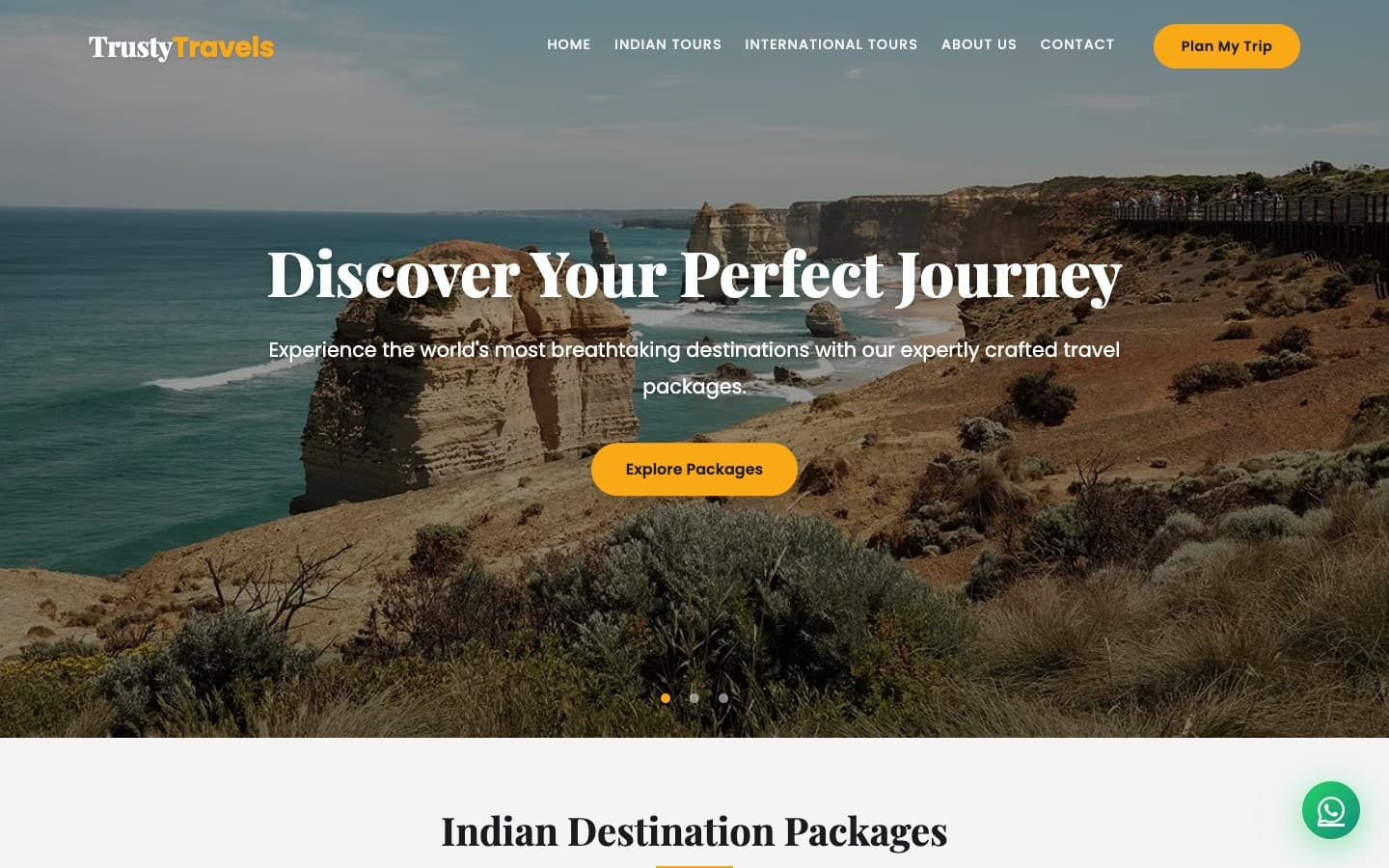 Trusty Travels website screenshot