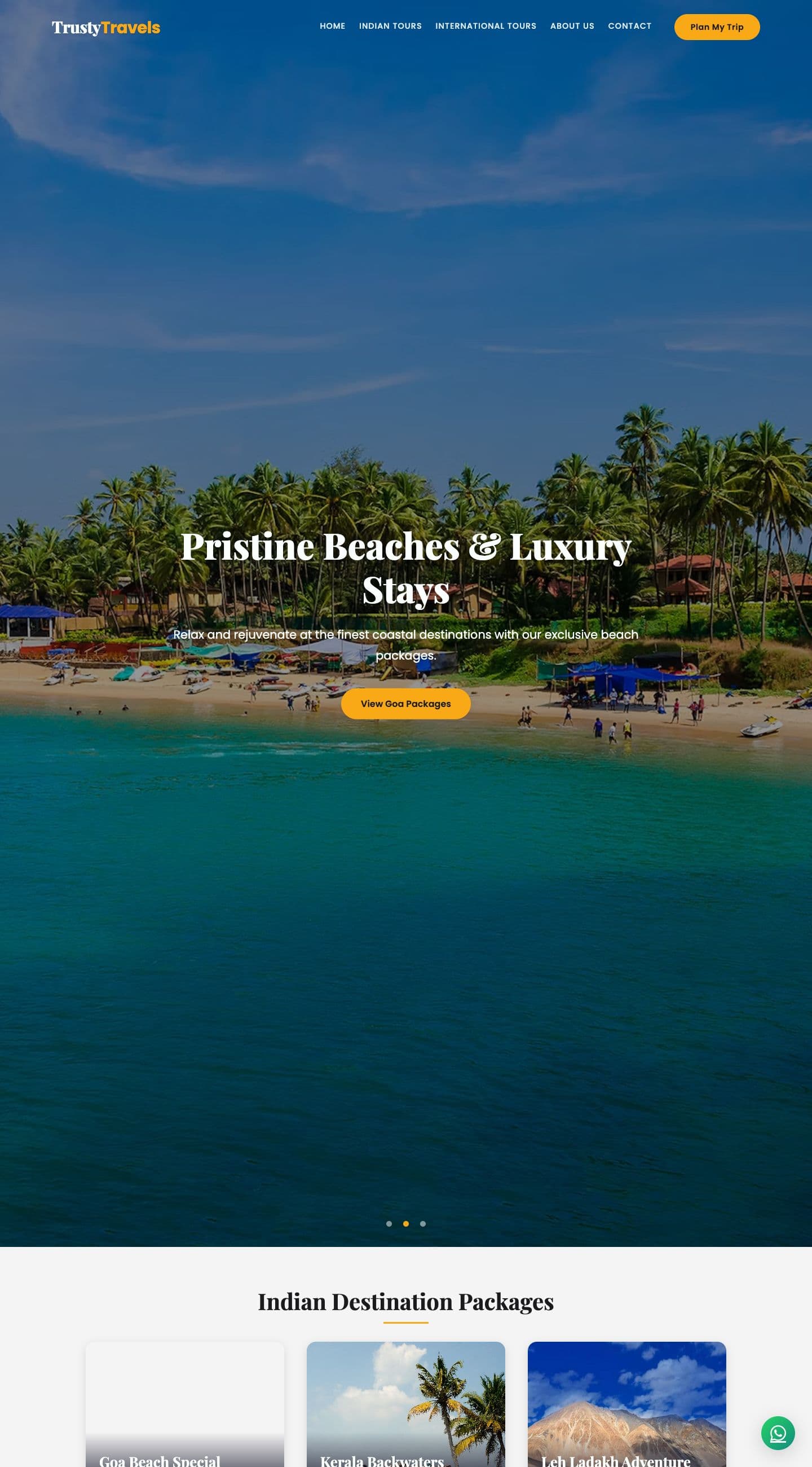 Trusty Travels live website design